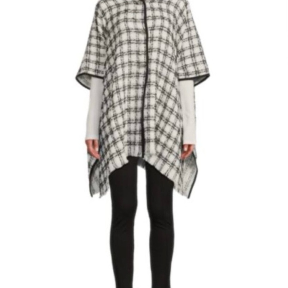 Karl Lagerfeld Black and White Plaid Shawl